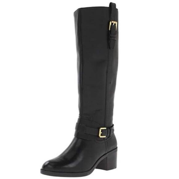 Ralph Lauren Charleen black riding boots knee high women’s size 8.5 - Picture 1 of 12